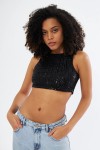 Majoristik SPARKLY BÜSTİYER METALİK HALTER YAKA